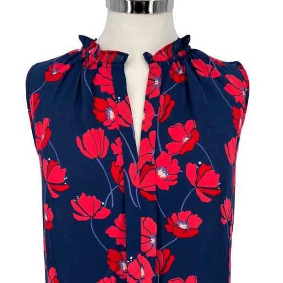 41 Hawthorn Floral Sleeveless Blouse Blue Red Size Petite Small NWT - Picture 2 of 8